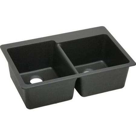 - Elkay ELG250RBK0 Gourmet e-granite Double Bowl Top Mount Sink with Pre-scores for up to 4 Faucet Holes, Available in Various Colors