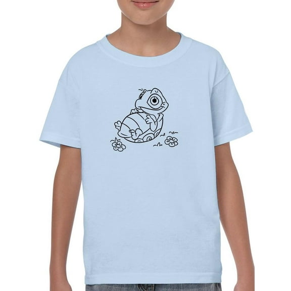 Cartoon Turtle Pleased Lineart T-Shirt Juniors -Image by Shutterstock, Large