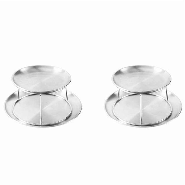 2X Juego de Platos para Mariscos, Doble para Refrigerios de Acero Inoxidable, Té de la Tarde