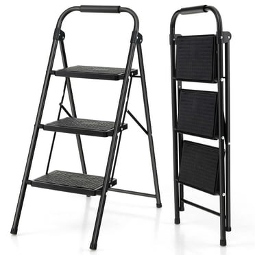 Costway 3 Step Ladder Folding Step Stool 330lbs Capacity w/ Anti-Slip Pedal & Handle