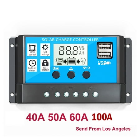 

MPPT Solar Charge Controller 12V/24V LCD Solar Panel Battery Regulator Dual USB