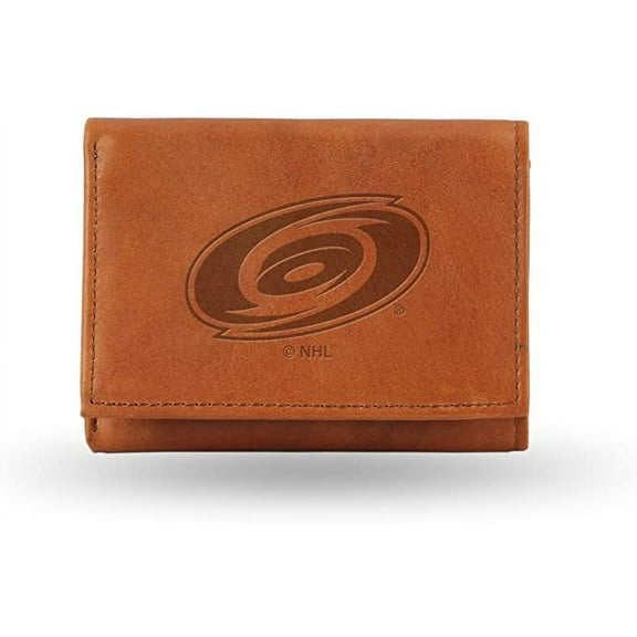 Carolina Hockey Hurricanes Brown Leather Embossed Trifold Wallet