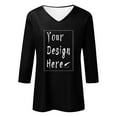thumbnail image 3 of DuoJiaJ Women's V Neck Summer Fashion Comfortable Casual Fit 3/4 Sleeve Top T Shirt Women’s Crop Tops Black, 3 of 4