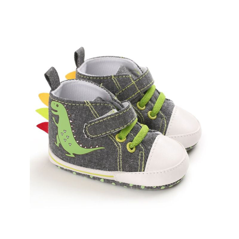 NEW Infant Baby Boy dinosaur denim Hi-tops Shoes 0-6-12months size 1.4.5 