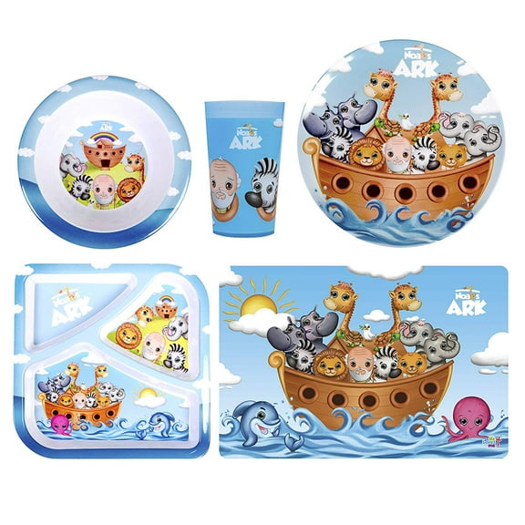 He Loves Me Noah's Ark 5 Piece Mealtime & Dinnerware Kids Set BPA Free