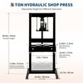 thumbnail image 2 of 12-Ton Hydraulic Shop Press with Press Plates, H-Frame Garage Benchtop Press with Adjustable Working Table, Red, 2 of 8