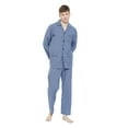 thumbnail image 4 of GLOBAL Men's Long Sleeve Plain Weave Pajama Set Cotton Sleepwear Comfy Loungewear Navy White Gingham M, 4 of 7