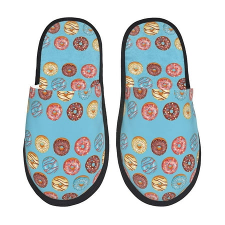 Balery Cute Donut Slient Indoor Furry Fleece Comfort House Shoes Soft Non-Slip Home Shoes Cotton slippers House Slippers-- Medium