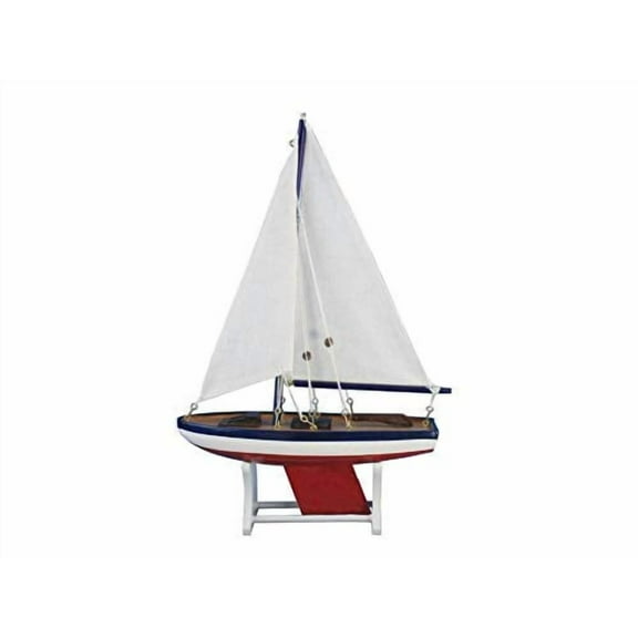 HANDCRAFTED NAUTICAL D√âCOR Wooden Decorative American Model Sailboat 12"