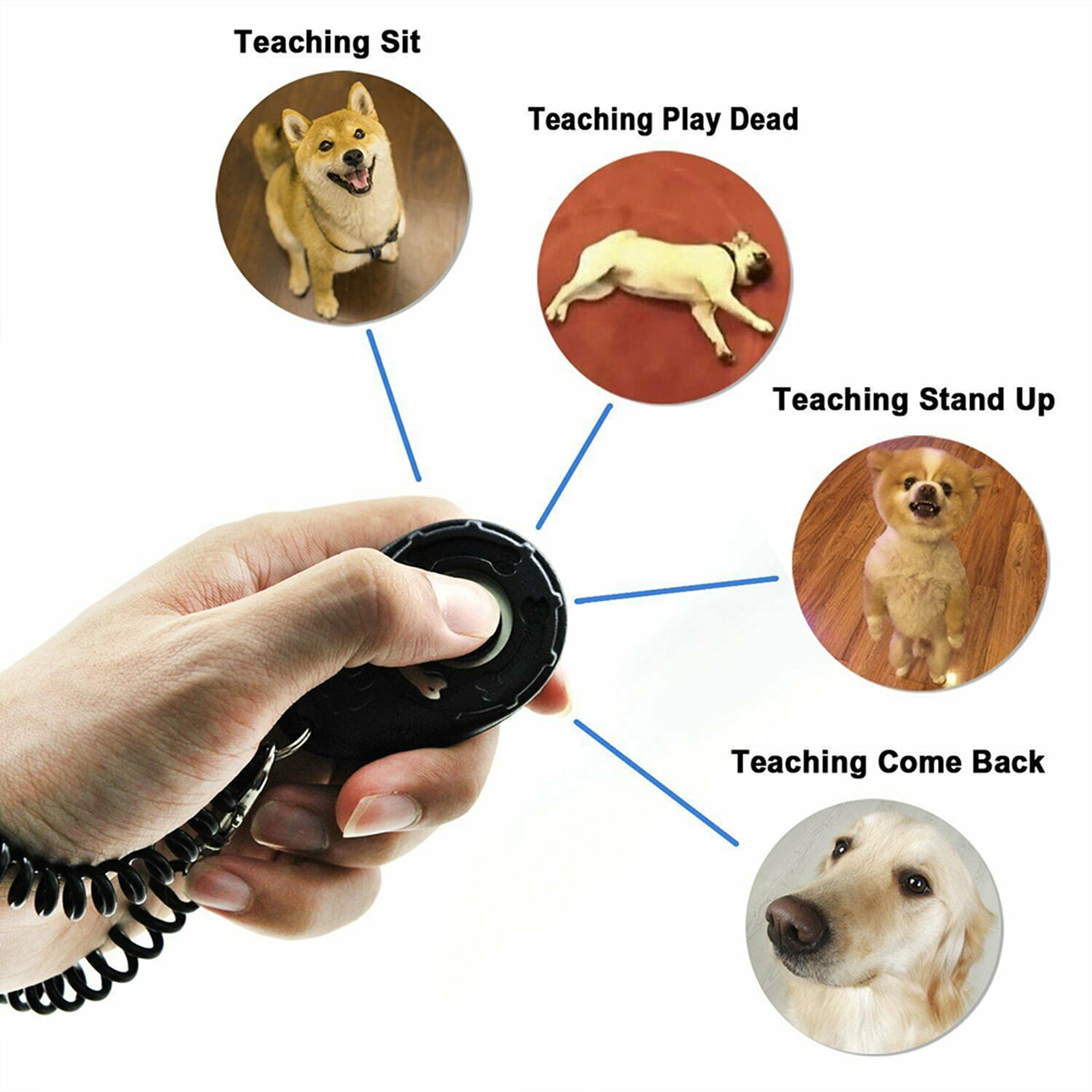 JEROCK Dog Training Clickers with Wrist Strap, Training Clicker for Pet  Like Dog Cat Horse Bird Dolphin Puppy, Big Buttons and Loud Sound (White)
