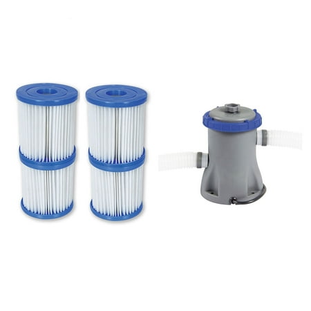 Bestway Type V/K 330 GPH Filter Cartridge (2 Pack) + Filter Pump (Best Way To Clean System Of Weed)