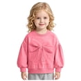 thumbnail image 3 of Gubotare Plain Sweatshirts for Teen Girls Baby Boys Girls Sweatshirt Crewneck Pullover Newborn Infant Warm Basic Sweatshirt Fall Winter Top 5T 6T (Pink,5-6 Years), 3 of 9
