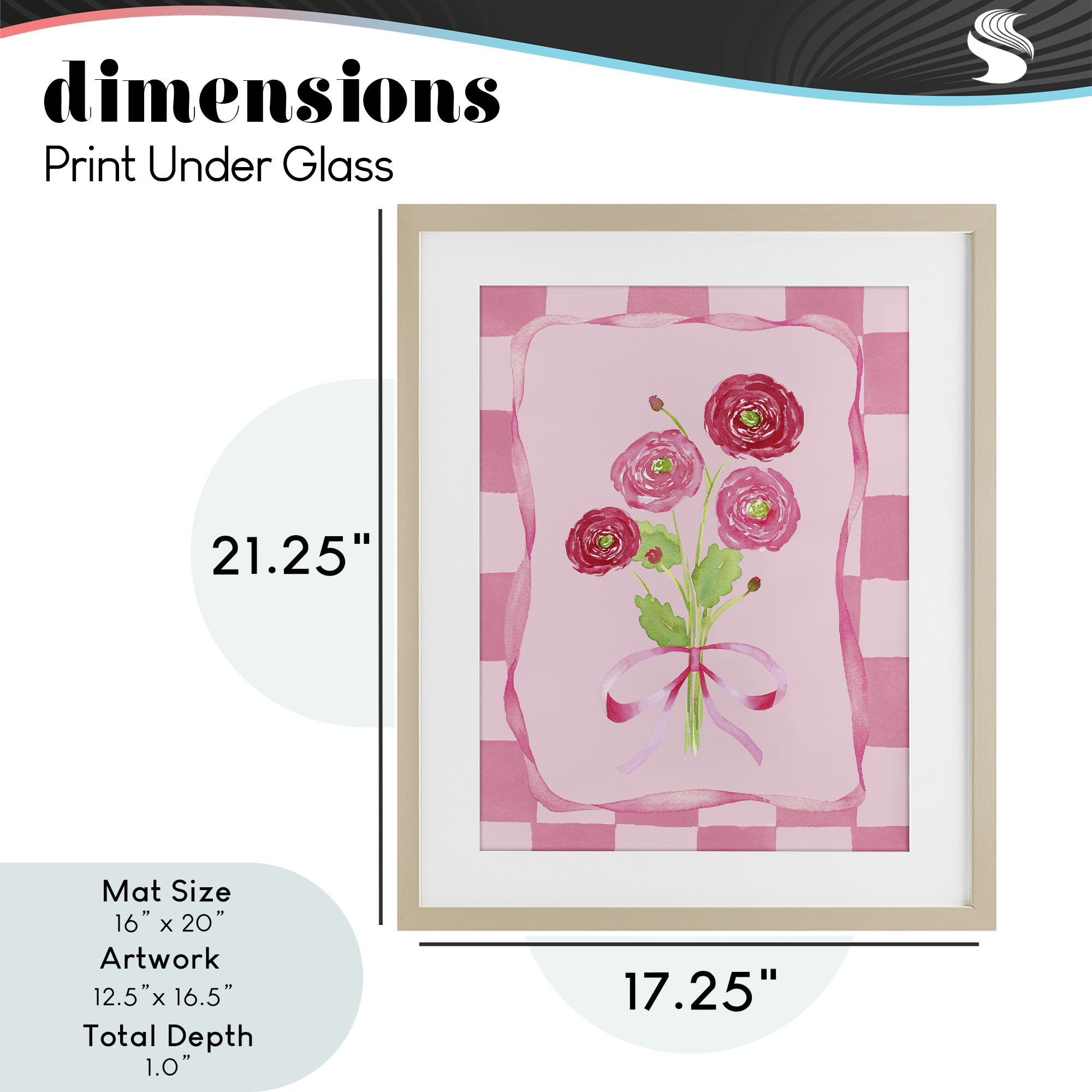 Pretty And Sweet Ranunculus Birch Framed Print Under Glass, design by Nina Jacobs