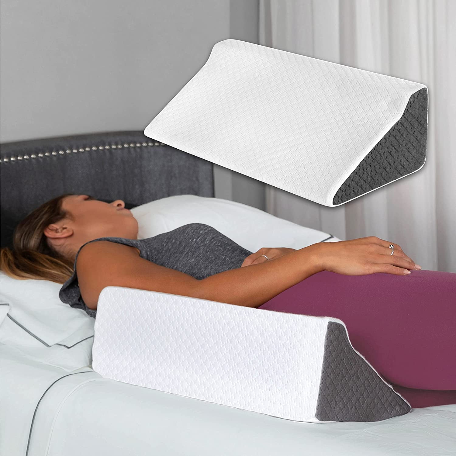Supportive Bed Wedge Pillow Orthopedic Elevation Cushion for Side-sleeping 