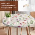 thumbnail image 4 of Pink Spring Floral Round Tablecloth, Fitted Table Cover with Elastic for 45"-54" Round Tables, Flowers Elegant Pastoral Rustic Table Cloth Outdoor Indoor Dinning Party Waterproof Tablecloths, 4 of 7