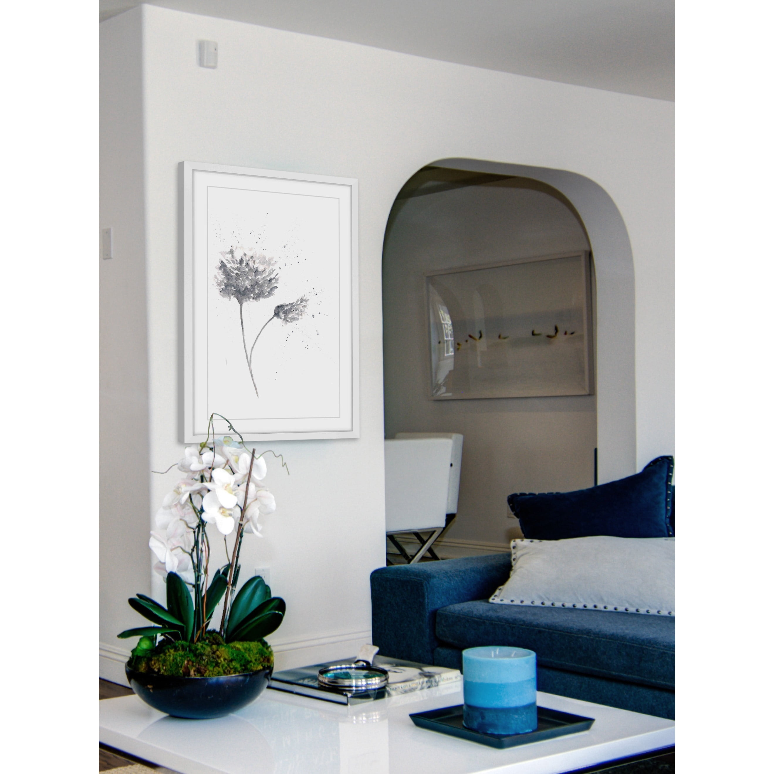 "Black and White Peony" Framed Painting Print