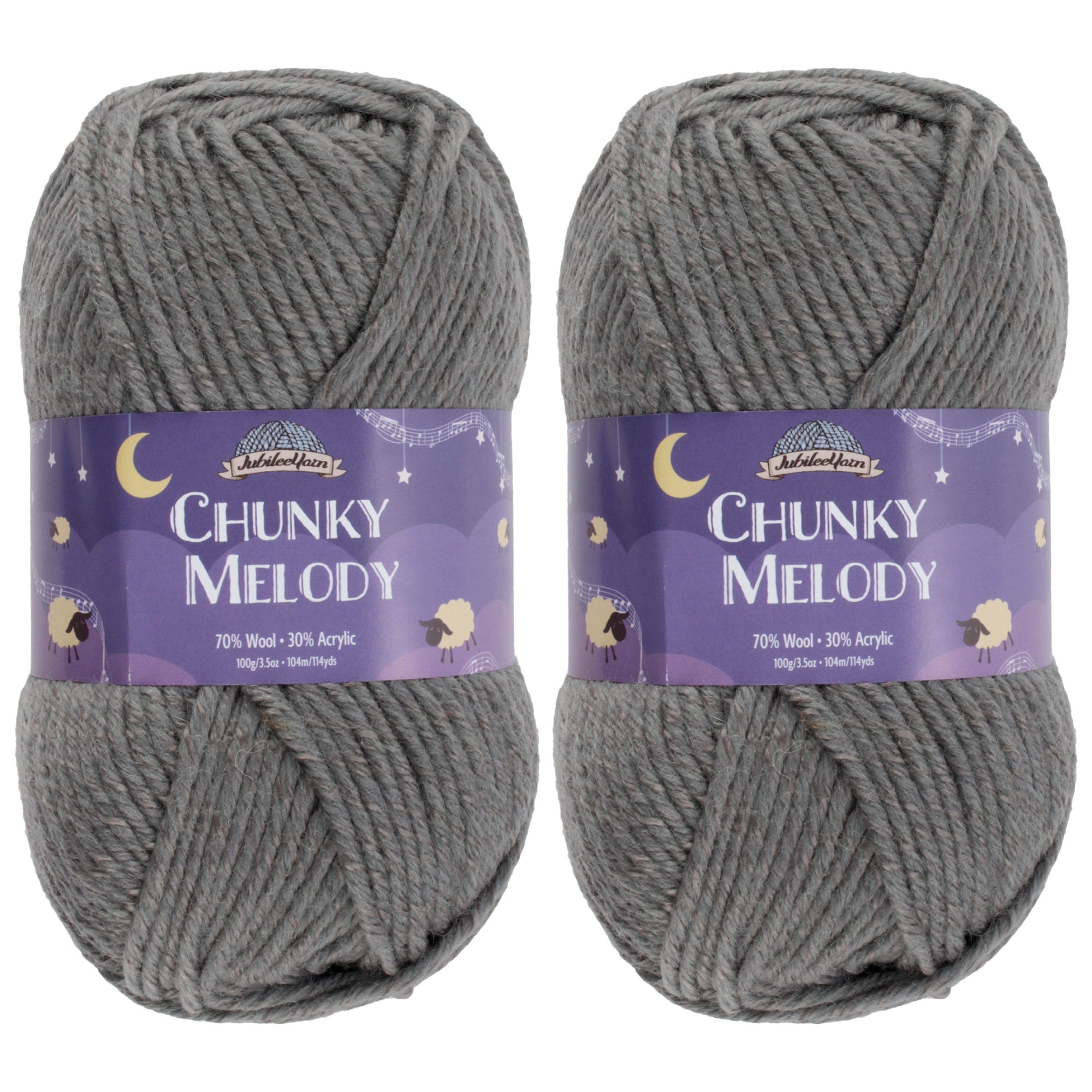 Chunky Melody Medium Weight Yarn - Juice Box - 70% Wool 30% Polyester Blend - 100g/Skein, Clear