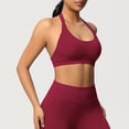 thumbnail image 5 of Neewe Women's Seamless Sports Bra Knitted Yoga Suit Gathering Breathable Workout Gym Tank Top for Women-Red L, 5 of 9
