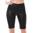 thumbnail image 3 of Made by Olivia Women's Solid Faux Leather Active Yoga Biker Shorts, 3 of 4