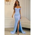 thumbnail image 5 of Baby Blue Off-Shoulder Sequin Mermaid Evening Gown With High Slit, 5 of 25