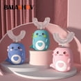 thumbnail image 2 of Cepillo de dientes eléctrico en forma de U para niños, 360 grados, inteligente, de silicona, con dibujos animados, automático, recargable, sónico, 2 of 5