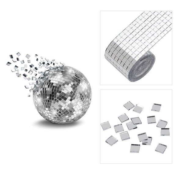 Self-Adhesive Mini Square Glass Mosaic Tiles - 1464PCS, 5x5mm Real Glass Mirrors, 100cm Sheet for DIY Wall, Craft, Disco Ball & Home Decoration