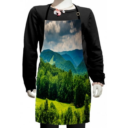 

Landscape Kids Apron View of Mountains in Potomac Highlands of West Virginia Rural Scenery Picture Boys Girls Apron Bib with Adjustable Ties for Cooking Baking Painting Forest Green by Ambesonne