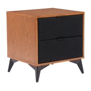 Zarif Nightstand Black & Walnut End Table, Modern Style, Ash Veneer MDF rectangular shape tabletop, MDF, Indoor Bedroom
