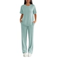 thumbnail image 3 of Ekouaer Lounge Sets for Women 2 Piece Matching Travel Outfits 2026 Loose Short Sleeve Top Wide Leg Pants Pockets, 3 of 6