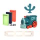 thumbnail image 3 of Bloques de construcción y apilamiento de trenes para niños y niñas. azul con 120 piezas, 3 of 9