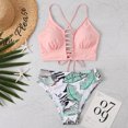 thumbnail image 1 of Daisyyozoid Womens Swimwear Clearance Solid Bikini Strap Bikini Deep V Split Set Two Piece Set Swimming Suit, 1 of 4