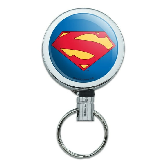 Superman New 52 Shield Logo Heavy Duty Metal Retractable Reel ID Badge Key Card Tag Holder with Belt Clip
