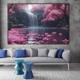 thumbnail image 2 of Mudket Cherry Blossom Waterfall Lake Canvas Wall Art, Floral Nature Wall Decor, Framed Ready to Hang Artwork for Living Room Bedroom Office - 12"L x 8"W, 2 of 10