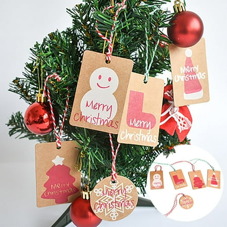 

50pc Christmas Thank You Card DIY Creative Blessing Gift Message Card Christmas Pendant