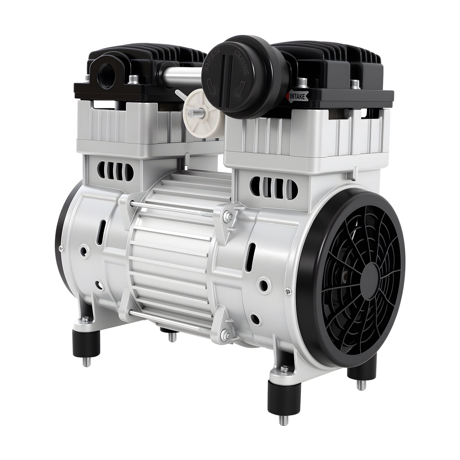 12.59*6.69*11.41inch 1100W Aluminum Alloy Silver Oilless Vacuum Pump Industrial Oil-free Silent Diaphragm Vacuum
