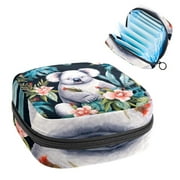 Koala Small Storage Bag Sanitary Napkin Pouch Mini Makeup Bag Travel Passport Holder Pouch in Velvet, Sponge, Oxford Cloth