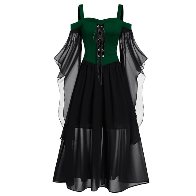 Elegant Women's Plus Size Cold Shoulder Sleeve Long Dress for and