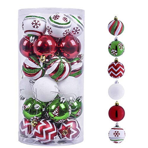 valery madelyn 30ct 60mm classic collection splendor red green white shatterproof christmas ball ornaments decoration themed with tree skirt not