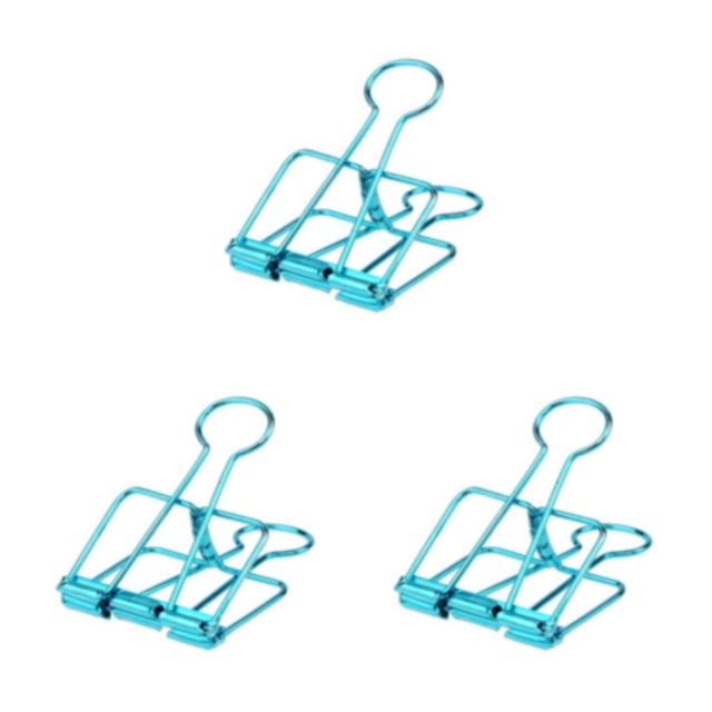 stanreset 1/2/3 20 Pieces Metal Paper Clip Anti-rust Unfading Solid Color Replacement Home Office File Examination Papers Clips Blue 25mm 3PCS