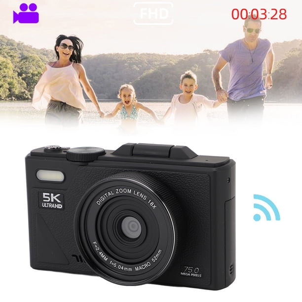 Cámara Digital De 5k, Cámaras De Vlogging HD De 75MP Para Fotografía, Punto De Enfoque Automático Y Disparar Una Cámara Pequeña Con Zoom Digital De 18x, Cámara Retro Con