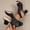 Black, variant on Women Plus Size Height Increasing Round Toe Buckle High Heeled Sandals Spring Summer Trendy White