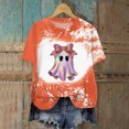 thumbnail image 2 of TOWED22 Womens Halloween Bow Graphic Oversized Shirts Spooky Season Tee Short Sleeve Bleached Tops(Orange,M), 2 of 7
