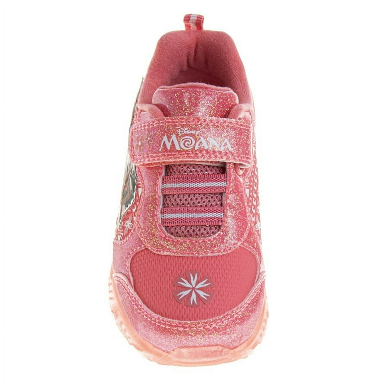 Disney Moana Girls' Hook and Loop Light Up Fashion Sneakers
