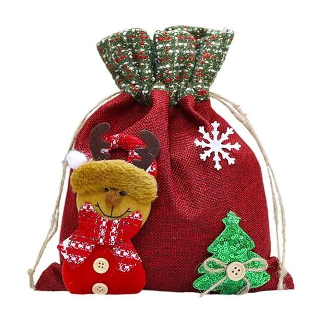Christmas Gift Bags Christmas Decoration Items, Linen Apple Bags, Candy Bags, Cartoon Pattern Gift Bags, Christmas Bags, Small Storage Bags Small Gift Bags