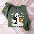 thumbnail image 2 of Ghost Cat Halloween Sweatshirt, Ghost Holding Black Cat Sweatshirt, Halloween Cat Lover Gift, 2 of 5