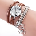 thumbnail image 2 of Reloj de pulsera de diamantes de imitación exquisito de cuarzo con correa de cuero de PU para mujer a la moda (marrón), 2 of 3