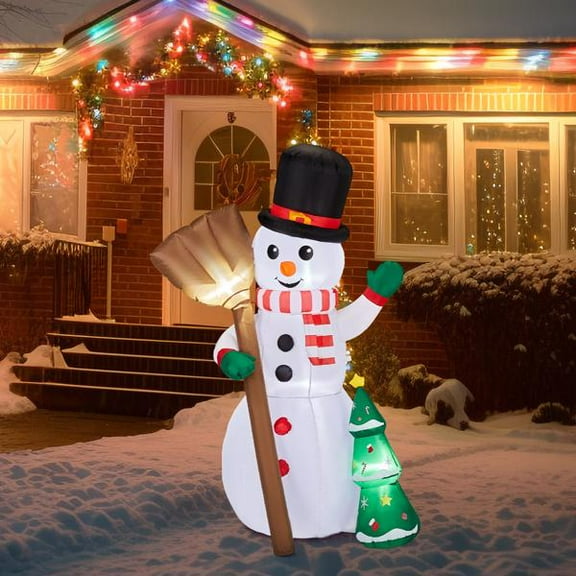 Christmas Inflatable Snowman, 3 LED Lights, Weatherproof Polyester, Quick Setup for Yard, Garden, Indoor