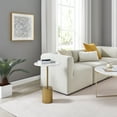 thumbnail image 4 of Danya B. Fritz Midcentury Modern Pedestal Side Accent Table with Gold Metal Base and Genuine White Marble Stone Tabletop, 4 of 11