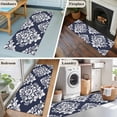 thumbnail image 6 of Classic Floral Pattern Washable Runner Rugs 2'x6', Navy Blue Background White Flowers Low Pile Throw Entryway Rug Non-Slip Sturdy Edge Binding Carpet for Indoor Bedside Entrance Bedside, 6 of 9