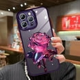 thumbnail image 5 of Compatible with iPhone 13 Pro Max Case, Glitter Sparkle Camera Lens Protector Flower Case for Women Girls, Shockproof Rose Floral Design Anti-Scratch Protective Case Cover 6.7 inch-Purple, 5 of 6